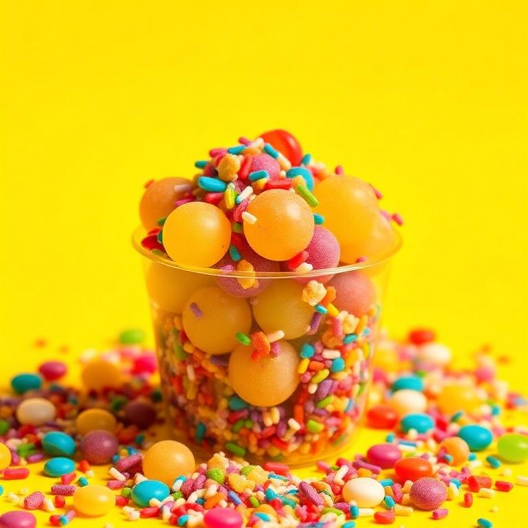 Rainbow Crunch candy grapes in a cup